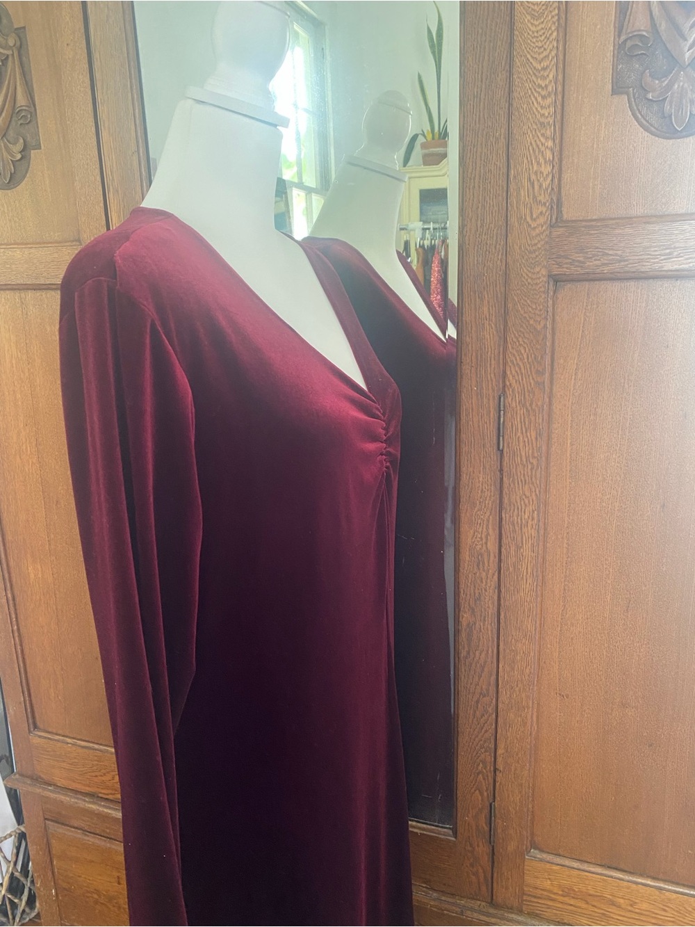 Vintage Coldwater Creek Burgundy Velvet Maxi Dress L Dark Romantic 90s - Picture 4 of 10